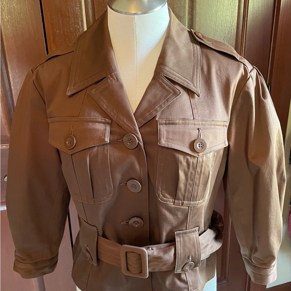 Inc tie Moto jacket with 3/4 sleeve. Brown Size S